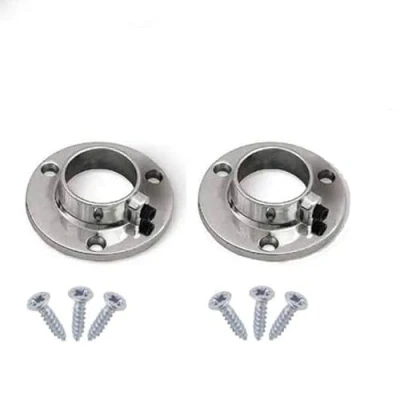 Image of Round Rail 25mm Wardrobe Polished Chrome Hanging Tube Cut to Size + END SUPPORTS and SCREWS (End Support)