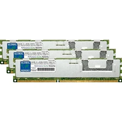 Image of 24GB (3 x 8GB) DDR3 1066MHz PC3 8500 240 PIN ECC REGISTERED DIMM (RDIMM) MEMORY RAM KIT COMPATIBLE WITH SERVERS/WORKSTATIONS/MOTHERBOARDS (*NOT FOR PCs*) (6 RANK CHIPKILL)