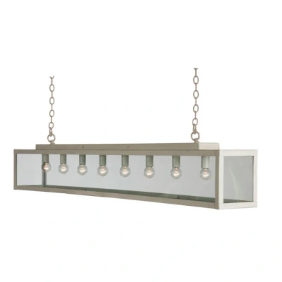 Image of Zenia 8 Light Straight Bar Pendant Ceiling Beige Gray