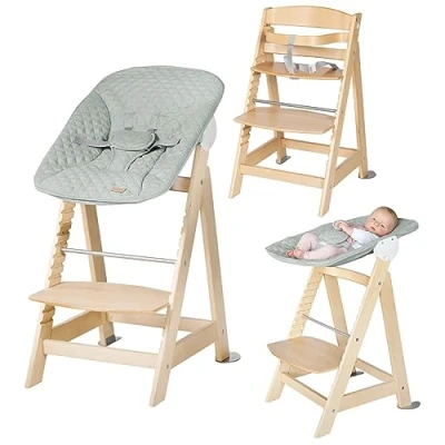 Image of roba Born Up Stair High Chair Set 2 in 1 Style Frosty Green with Reclining Function from Birth