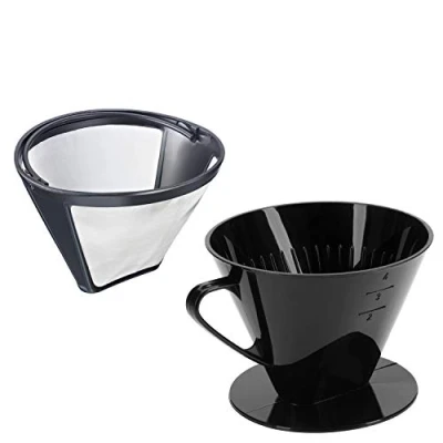 Image of Westmark Coffee Set, 2pcs, Permanent Filter + Size 4, Stainless Steel/Plastic, Coffee, Four, Silver/Black, 244322E7