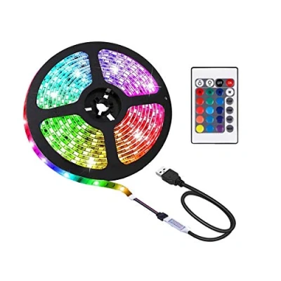 Image of NA 13.2 feet USB LED Strip Lights, DIY Indoor Decoration, TV Backlight, 24 Keys Remote