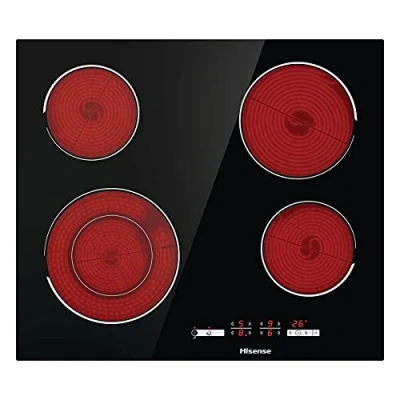 Image of Hisense E6432C Built in 60cm Electric Ceramic Hob with Child Lock, Touch control, Timer Function Black 7200W, 20 x 24 2 inches (L W H)