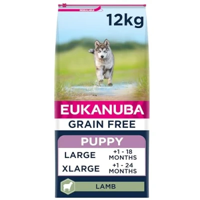 Image of Eukanuba Grain Free Rich in Lamb Complete Dry Puppy Food For Large &amp; Giant Breed Dogs 12KG