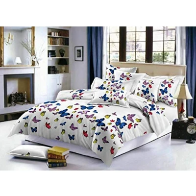 Image of Householdfurnishing Beautiful 3D Floral Leaves Printed Effect 4 Pcs Quilt Cover Complete Bedding Set (Butterflies 313, Double)