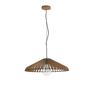 Image of CALDER Wire Frame Pendant Ceiling Light Wood 30x10.5cm
