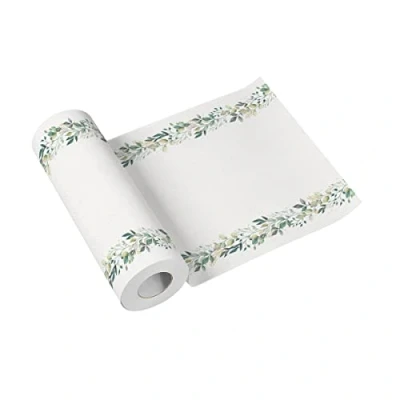 Image of PAW Tablerunner made of airlaid (40 cm x 24 m) I Tabledecoration for communion, confirmation, wedding, birthday, garden party, baptism Tabletape nature, leaves, garlands Color: elegant leaves