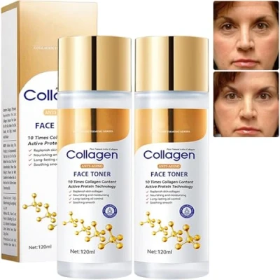 Image of Limetown Collagen Face Toner, Hydrolyzed Toner Restores Skin Smoothness, Korean for Face,Anti Aging Hydrating Facial Toner,Hyaluronic Acid Moisturizer Brightening Serum (2Pcs)