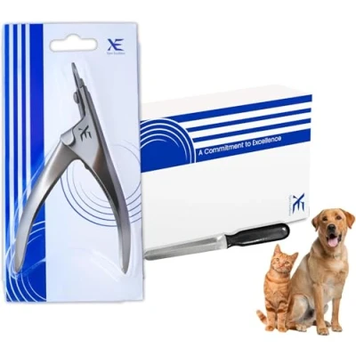 Image of XE Stainless Steel Pet Nail Clipper Cat and Dog Claw Trimmer with File, Non slip Handle Cutter for Pets, Professional Grooming Tool Dogs, Cats, Rabbit Guinea Pigs