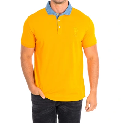 Image of US Polo Assn Mens DESM Short Sleeve with contrasting lapel collar 61460 man Yellow Cotton Size Small