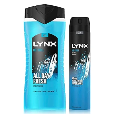 Image of Lynx 12 Hour Refreshing Ice Chill Shower Gel, 500 with 48 Body Spray 250ml Leaving you Smelling great, Dermatologically Tested, Keep Irresistible!