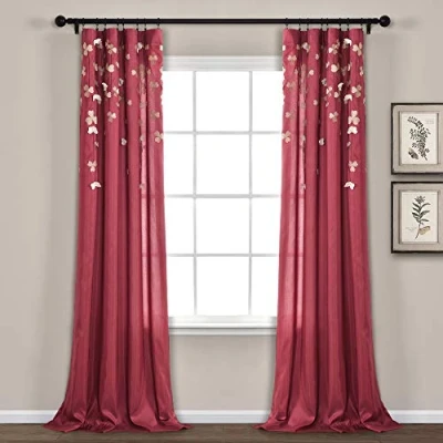 Image of Lush Decor Curtain Panel for Living, Bedroom, Dining Room (Single), Polyester, Red, 42&quot; W x 84&quot; L (Pack of 1)