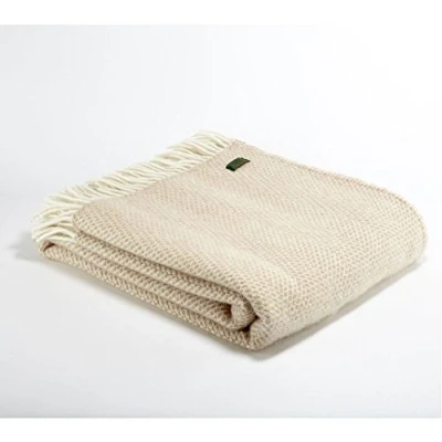 Image of Tweedmill Textiles 100% Pure Wool Blanket Beehive Throw Design in Oatmeal
