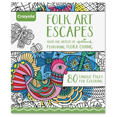 Image of Crayola 529662 Folk Art Escapes Coloring Book, Multicolour, 21.59x25.4x1.39 cm