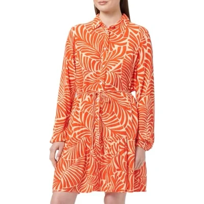 Image of ONLY Women&#039;s Onlchiara L/S Shirt Dress Ptm Blouse, Pureed Pumpkin/AOP:Bali Palm, S