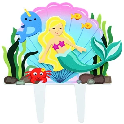 Image of Culpitt Mermaid Cake Topper, 2 Layer Gumpaste Decoration, Colourful Time Saving Topper For An Undersea Birthday, 150 x 150mm, 21372