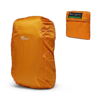 Image of Lowepro Raincover AW Medium with Recycled Fabrics, Waterproof Cover for Camera Bags, Backpack Cover, Rainproof, Orange