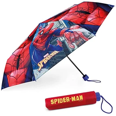 Image of BONNYCO Windproof Umbrella Kids Spiderman Folding for Bag, Backpack or Travel Compact with Reinforced Structure Mini Boys Original Gifts