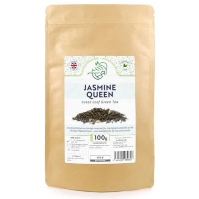 Image of Jasmine Queen Premium Loose Leaf Green Tea With Low Caffeine Imperial Chinese Relaxing &amp; Calming (100g)
