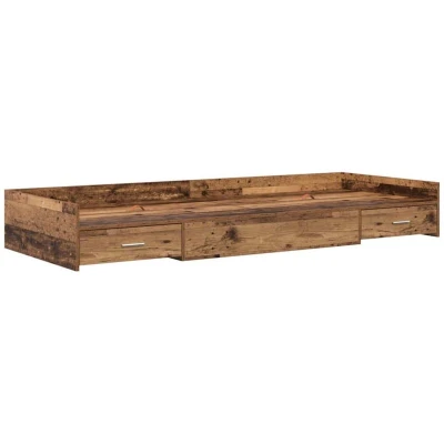 Image of vidaXL Storage Bed Frame with Headboard Old wood 80 x 200 cm Engineered
