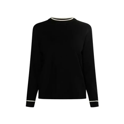 Image of EVERA Women&#039;s Knitted Jumper, Black Wool White, M/L
