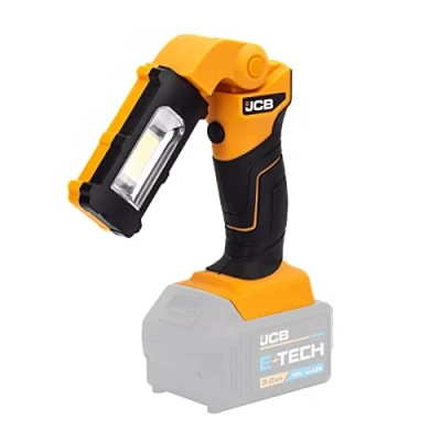 Image of JCB 18V Cordless LED Inspection Light, Bare Unit, Compatible with Lithium ion Battery, 220 Lumens, Folding Feature &amp; Swivel Head: 0 270, Hanging Hook, 3 Year Warranty
