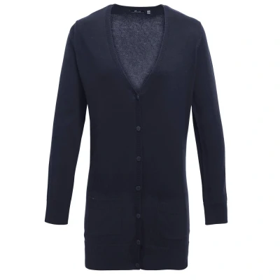 Image of Premier Womens/Ladies Longline V Neck Cardigan (Navy) Size 8 UK