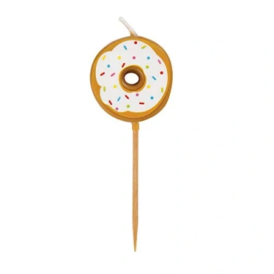 Image of Unique Party 19989 Donut Pick Birthday Candles, Pack of 6,Multi,7.5 centimeters