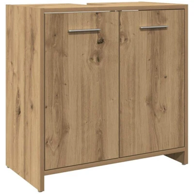 Image of vidaXL Bathroom Sink Cabinet Artisan Oak Finish Engineered Wood 60x33x60 cm Modern Sleek Design Ample Storage Moisture Resistant For Bathroom/Laundry Room