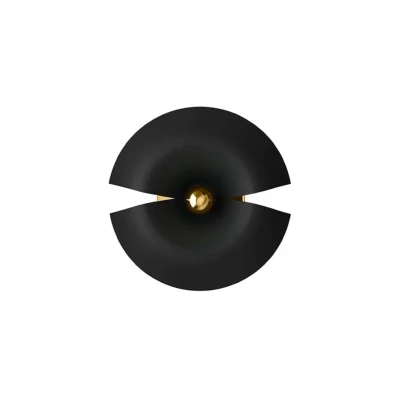 Image of AYTM Cycnus wall light, black, Ø 30 cm, plug, aluminium, E27