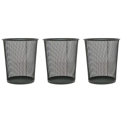Image of OSCO Graphite Wiremesh Waste Bin Round 3 Pack Height 30 cm Diameter 25 Circular Trash Can Paper Basket Recycling Container Office Home Bathroom