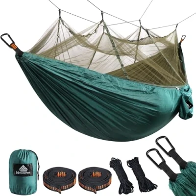 Image of NATUREFUN Travel Bug Net Camping Hammock 300kg Load Capacity, 2 x Premium Carabiners,4 Nylon Slings Included For Outdoor Indoor Garden