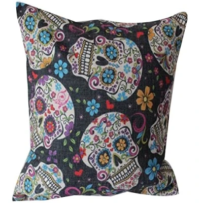 Image of Nunubee Cotton Linen Cushion Cover 18X18 Pillowcase Throw Pillow Case Sofa Decoration Owl Skull Totem 7