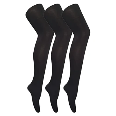Image of Sock Snob 3 Pair Multipack Womens Coloured Opaque 80 Denier Tights Plain Block Colour (L, Black)