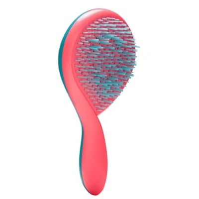 Image of Michel Mercier The Girlie Detangle Brush Painless Detangling Easy Grip Hair Design Thick and Curly Turquoise Pink 1 pc