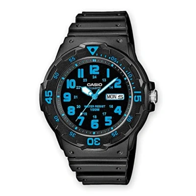 Image of Casio MRW200H 2BV Men&#039;s Wrist Watch Plastic Strap, Black/Blue, NO Size,