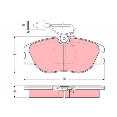 Image of 0000009940619, 0000009941872, 0009941174, 60743563, 60760106 Brake pad set TRW GDB483 LANCIA: DELTA 1, 2, FIAT: Tipo Hatchback