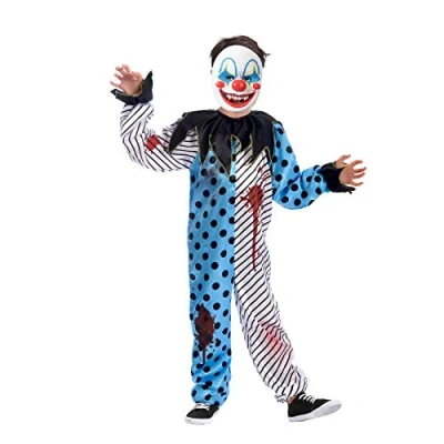 Image of amscan 9903891 Kids Crazed Evil Scary Clown &amp; Mask Boys Halloween Fancy Dress Costume Age: 7 8 Years