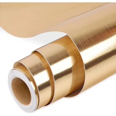 Image of Prime Vinyl Brushed Gold Permanent Roll, for Cricut, 12‘’ x 15 FT, Metallic Self Adhesive Vinyl, Silhouette Cameo, Cutting Machine, Home Decal, Easy to Weed
