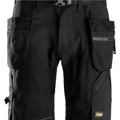 Image of Snickers FlexiWork Work Shorts+ Holster Pockets Black/Black 54