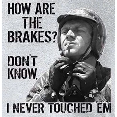 Image of Steve McQueen How are the Brakes? Wall art Tin Plaque Large Square 20x20cm Pub Shed Bar Man Cave Home Bedroom Office Kitchen Gift Metal Sign