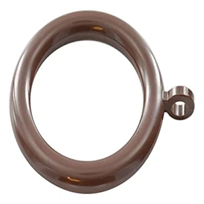Image of Merriway BH04509 (24 Pcs) Plastic Curtain Pole Rod Drapery Rings with Fixed Eye, Inner Diameter 25mm (1 inch) and Outer 33mm (1.1/4 Dark Brown Pack of 24 Pieces