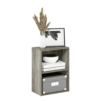 Image of Furinno Luder 2 Tier Open Shelf Bookcase, French Oak