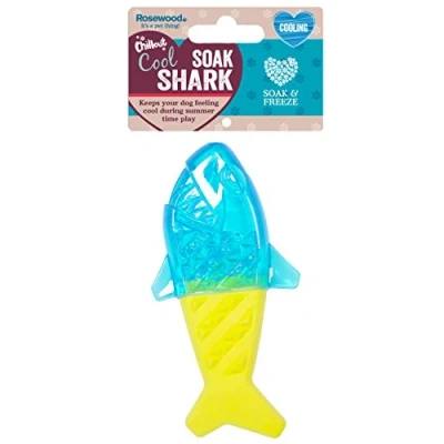 Image of Rosewood Cooling outdoor dog toy, freezable teething shark for summer.,, Indigo Blue