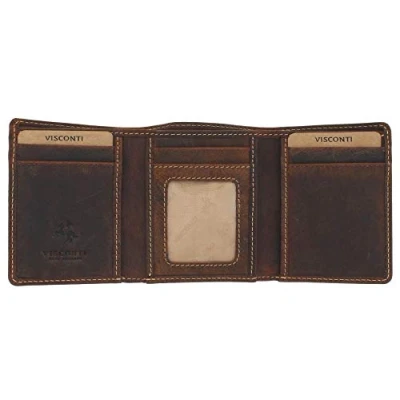 Image of VISCONTI Hunter Collection Apache Leather Tri Fold Wallet RFID Blocking 700 Oil Tan