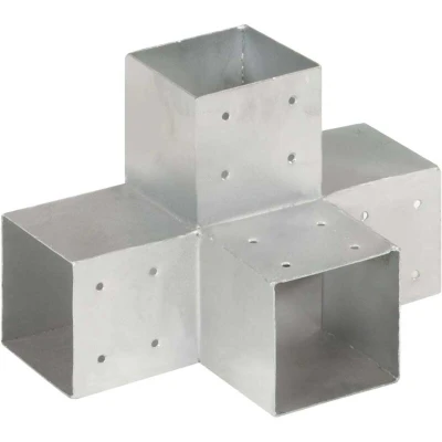 Image of vidaXL Post Connector X Shape Galvanised Metal 101x101 mm