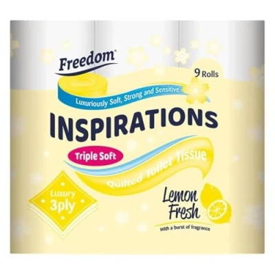Image of Freedom 9 Pack Inspirations Lemon Soft Quilted Toilet Tissue Fragranced