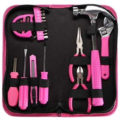 Image of SIXTOL Home Pink 20 Tool Set in a Plastic Case Tools for Ladies 20pcs Kit