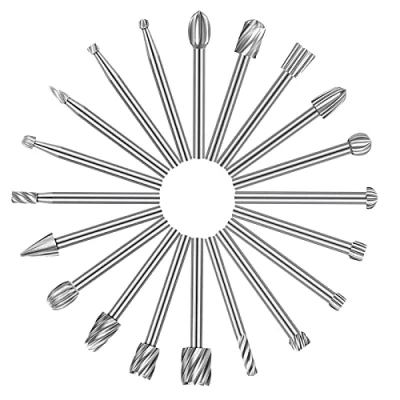 Image of 20Pcs Carving Bits Wood Engraving Router Bit with 1/8&quot;(3mm) Shank, HSS Different Burr Set to Meet Your Needs Durable Rotary Tools Accessories for DIY Woodworking