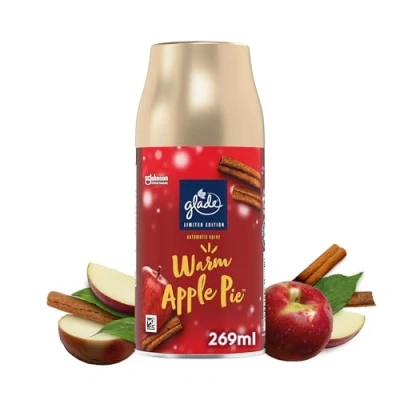Image of Glade Automatic Air Freshener Refills, Room Spray &amp; Odour Eliminator for Home, Long lasting Fragrance Infused with Essential Oils, Warm Apple Pie, Pack of 4 (4 x 269ml)